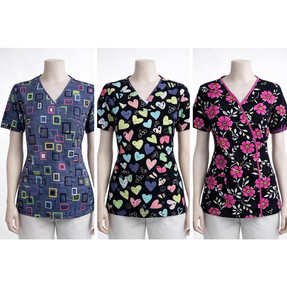 Lot 3 SB Scrubs Women’s Scrub Tops Size XS Medical Nurse Uniform Workwear Health